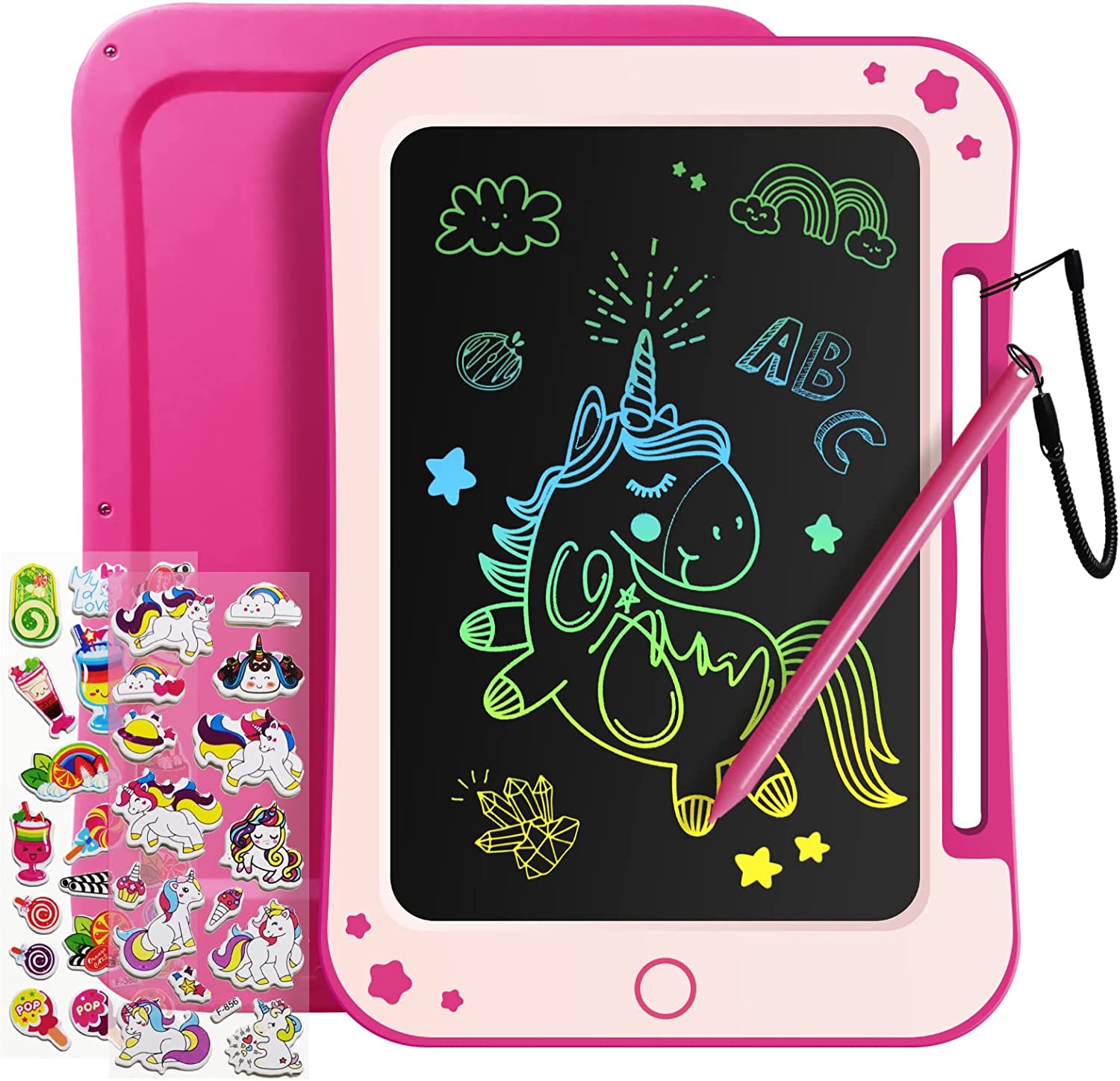 TEKFUN Jouet 2 3 4 5 6 Ans Garçon Fille, Tablette Dessin 8,5 Pouces, Ardoise Magique Tablette D'écriture LCD, Cadeau d'anniversaire Noël pour Enfants (Rose) 