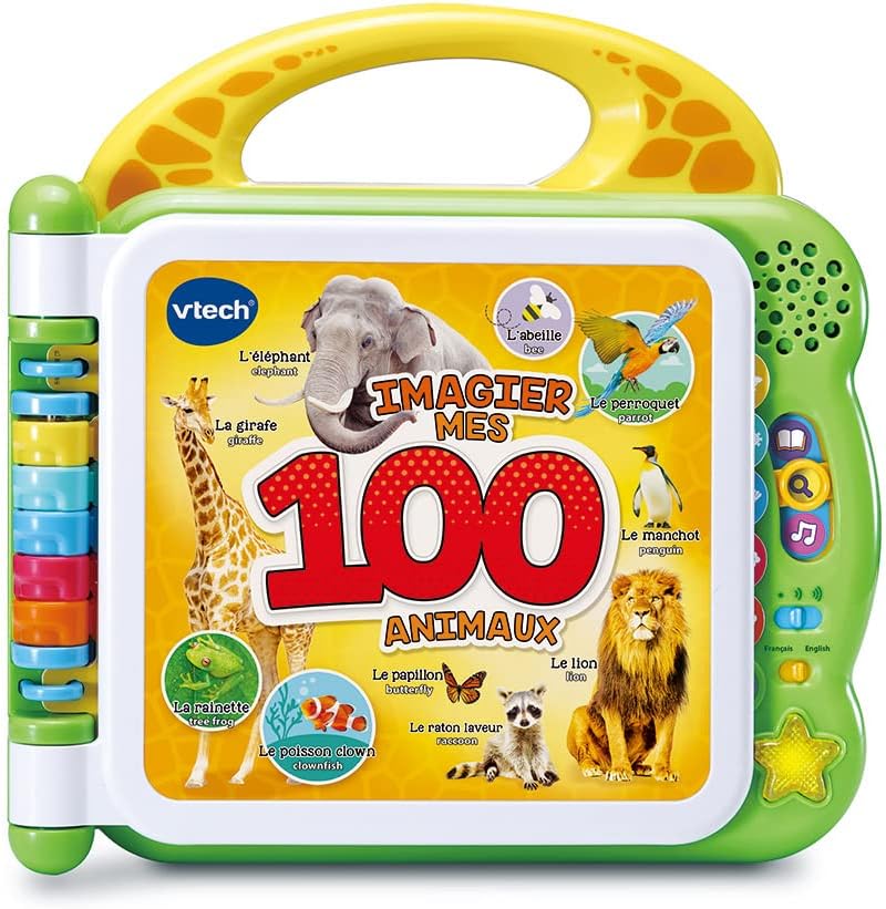 VTech - Mon Imagier des Animaux Bilingue, Livre Bébé Parlant et Interactif, Dès 2 ans - Version FR  